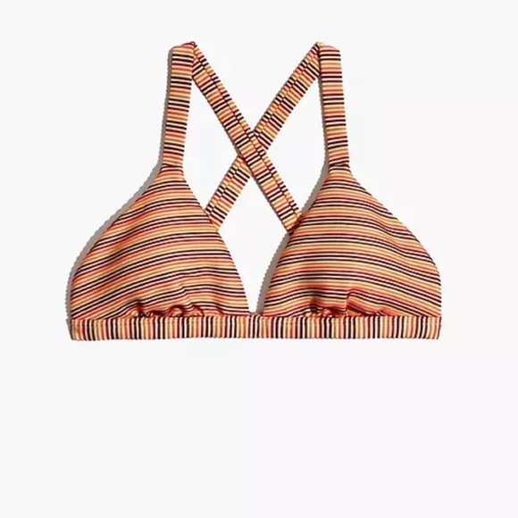 Madewell Ribbed Triangle Bikini Top in Ombré Stripe - Picture 1 of 8